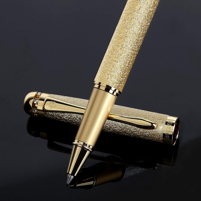 BOCIYER Rollerball Liquid Ink Pens,Best Luxury Ball Pen Gift Set for Men and Women,Black Ink Fancy Pen Refillable for Executive Office,Professional,pretty pens,cool pens,Nice cute Designer Pens(Gold) - Image 1